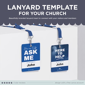 Church Lanyard Template, Badge Template for Churches, Church Staff Badge, Church Volunteer Badge