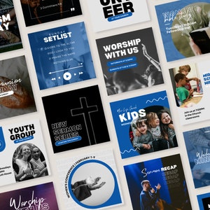 Christian Church Instagram Templates, Church Instagram Templates, 25 Canva Instagram Templates,