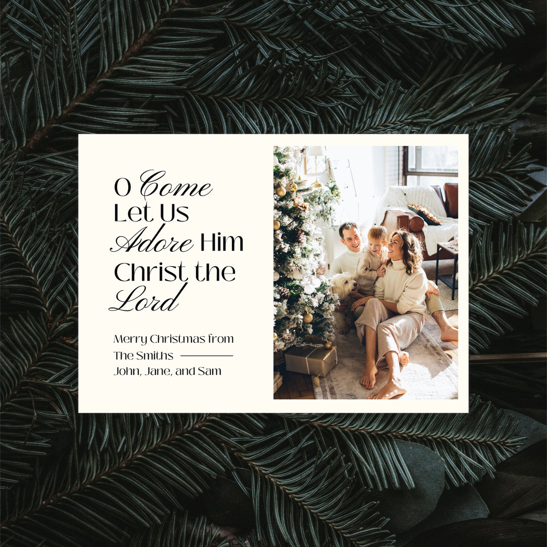 Christian Christmas Card Printable, Religious Christmas Card Template ...