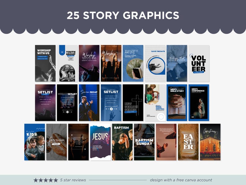 Mallpaket för kyrkans Canva-motiv: Design för sociala medier och presentationer (digital nedladdning) bild 9