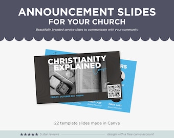 Editable Church Announcement Slides: Canva Templates (Digital Download)