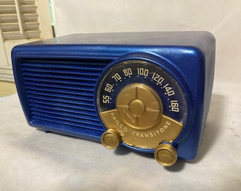 1953 Philco Radio 53-561: Bluetooth Speaker, Metallic Blue & Gold (MCM Boombox)