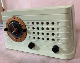 Vintage MCM 1948 Musalarm Clock Radio Now New Clock & Bluetooth Speaker NICE Free Shipping