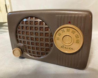 Vintage MCM 1950 Arvin Radio 440-T Now Bluetooth Metallic Bronze COOL