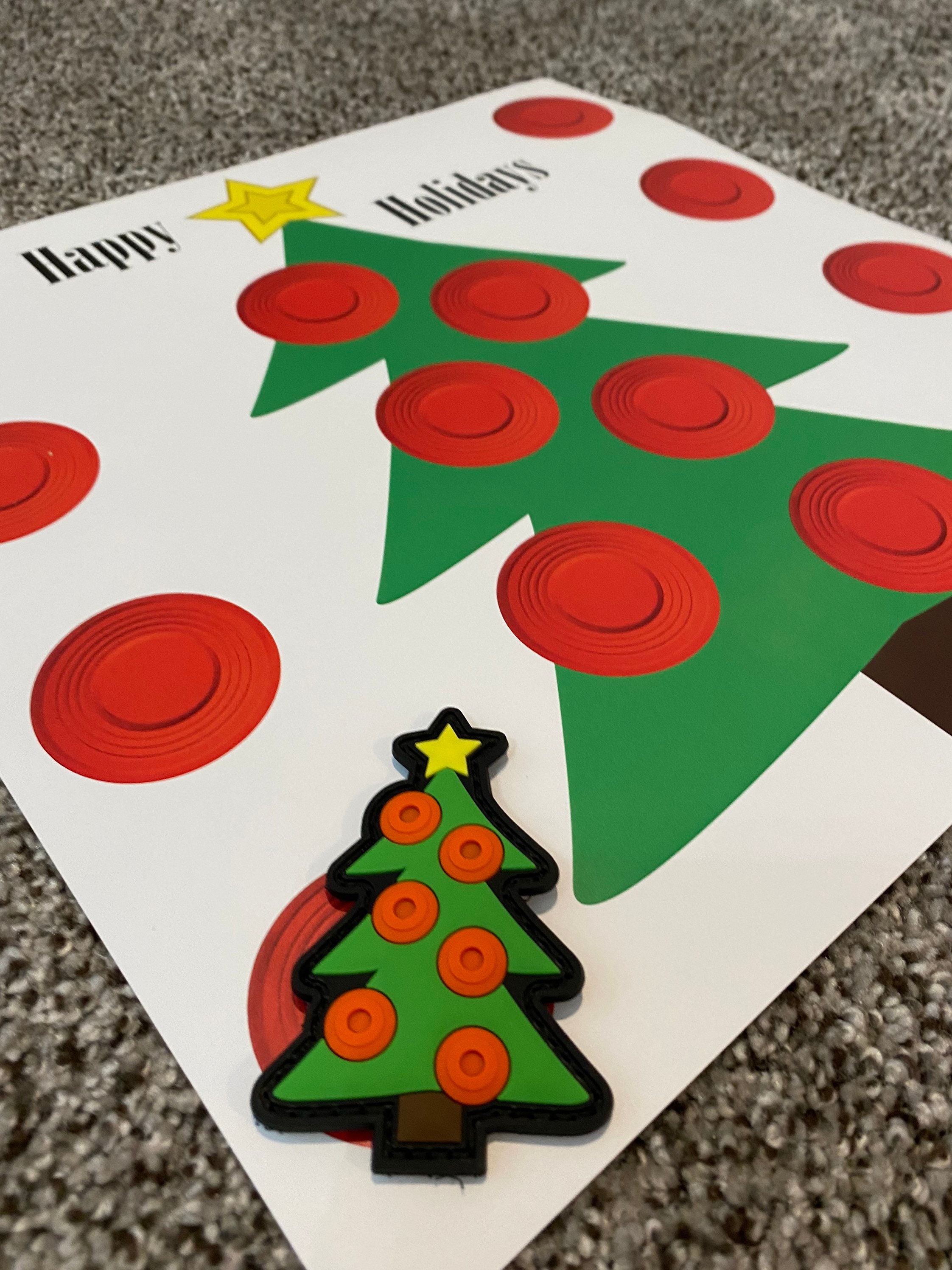3” x 2” Clay Pigeon Christmas Tree for the Holidays Velcro backed Patch  with 12” x 12” paper target - Quantum Plush