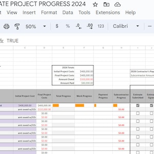 Construction Contractor Project Management Google Sheets Form - Customizable