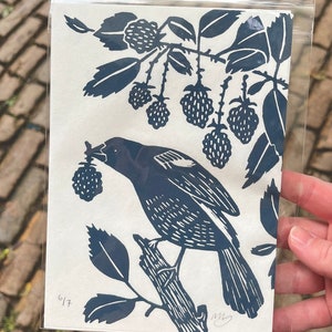 Blackberry Thief Linocut Print