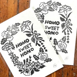 Homo Sweet Homo Linocut Print