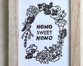 Homo Sweet Homo Linocut Print
