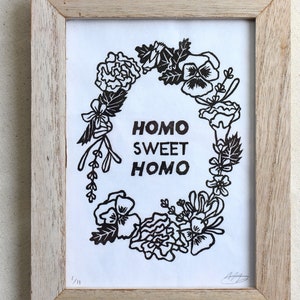 Homo süßer Homo Linoldruck