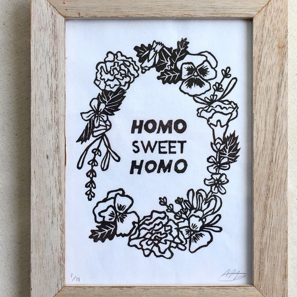 Homo Sweet Homo Linocut Print