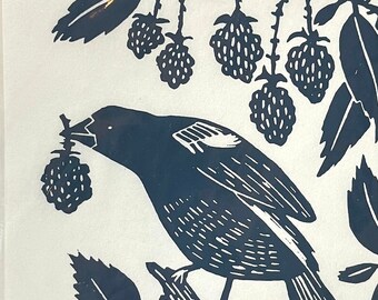 Blackberry Thief Linocut Print