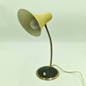 Gold&Black Brass Lamp, Vintage Mode, big metal lampshade, Beautiful golden desk lamp, flexible brass neck, midcentury lamp from 1950s