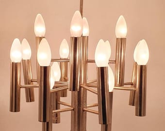 Gaetano Sciolari Italian 16 armed metal overhead lights - chrome - 1960s Italy