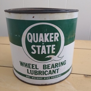 Vintage Quaker State Wheel Bearing Lubricant Five Pound Metal Can
