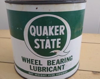 Vintage Quaker State Wheel Bearing Lubricant Five Pound Metal Can