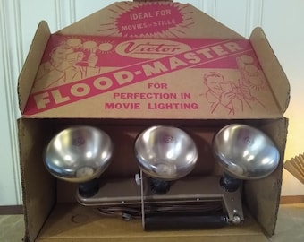 Vintage Victor Flood Master Movie Lights - 1950's - Strip of 3