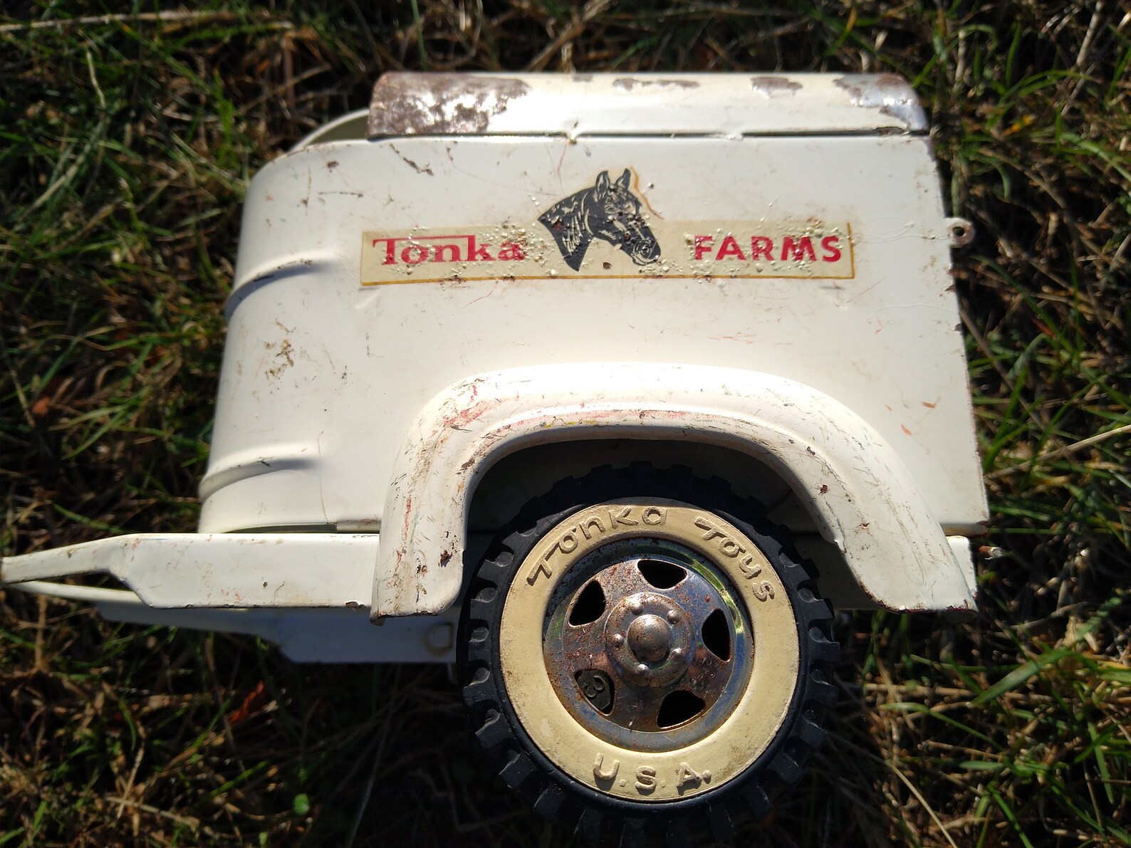 Vintage 1959 Tonka Farms White Metal Horse Trailer Etsy