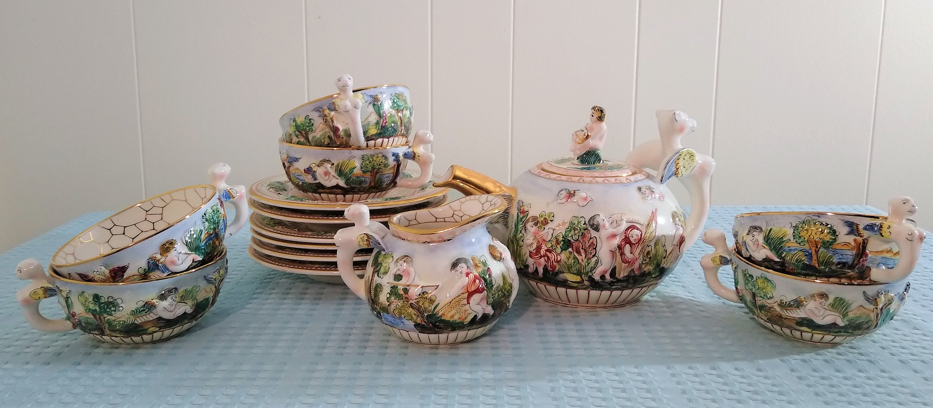 Vintage Capodimonte Tea Set Made in Italy 14 Pieces Etsy