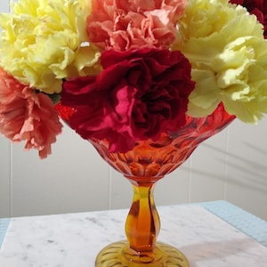 Fenton Amberina &quot;Colonial Orange&quot; Candy Dish - Thumbprint Pattern