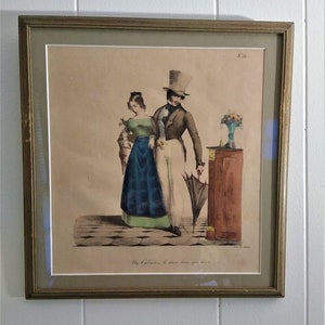 Vintage Romantic Lithograph - Lith de Villain - Un Cabinet - le diner dans une huere - No. 12