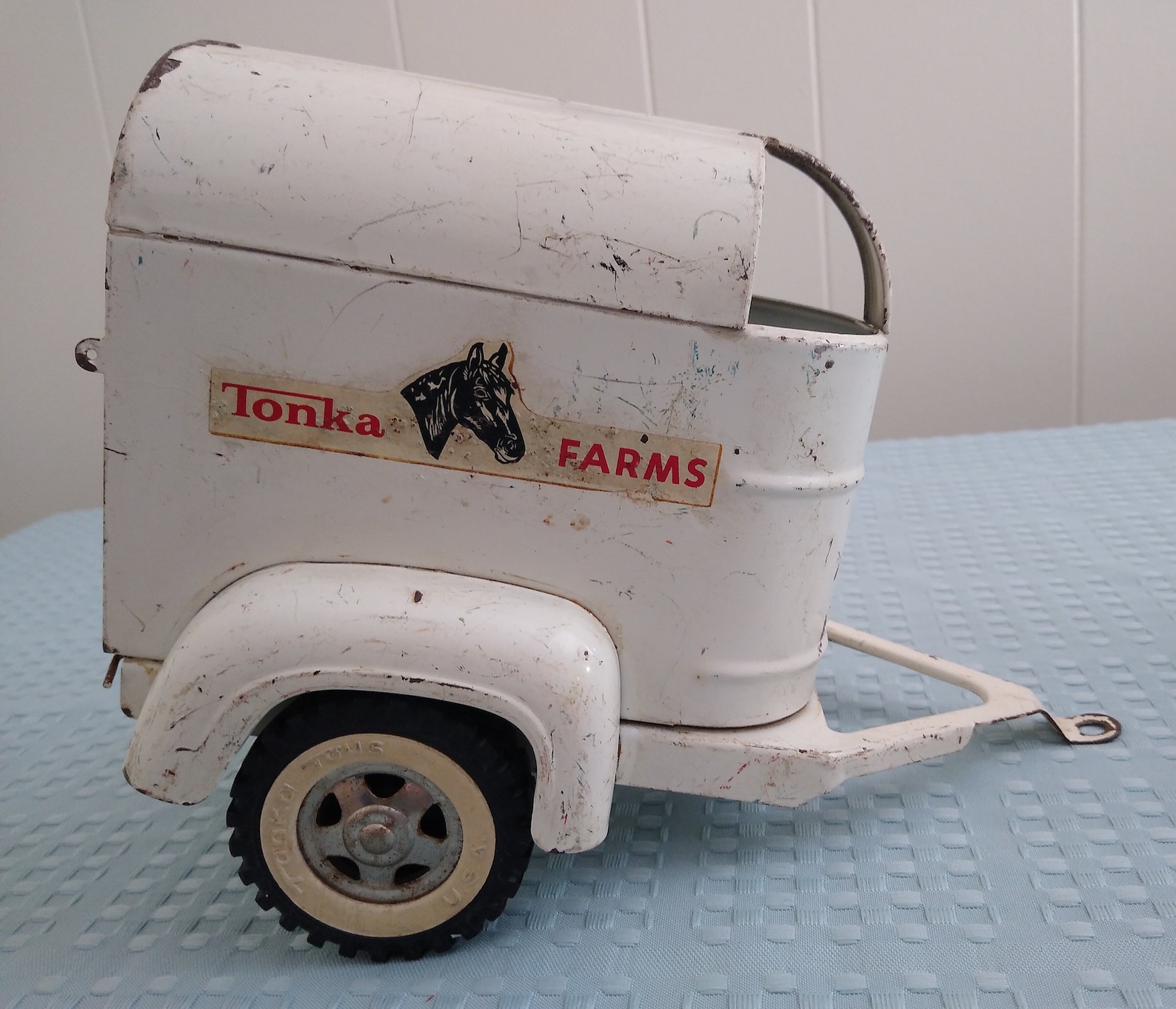 Vintage 1959 Tonka Farms White Metal Horse Trailer Etsy