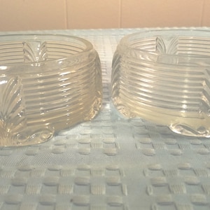 Vintage Deco Design Glass Powder or Trinket Jar - Set of 2