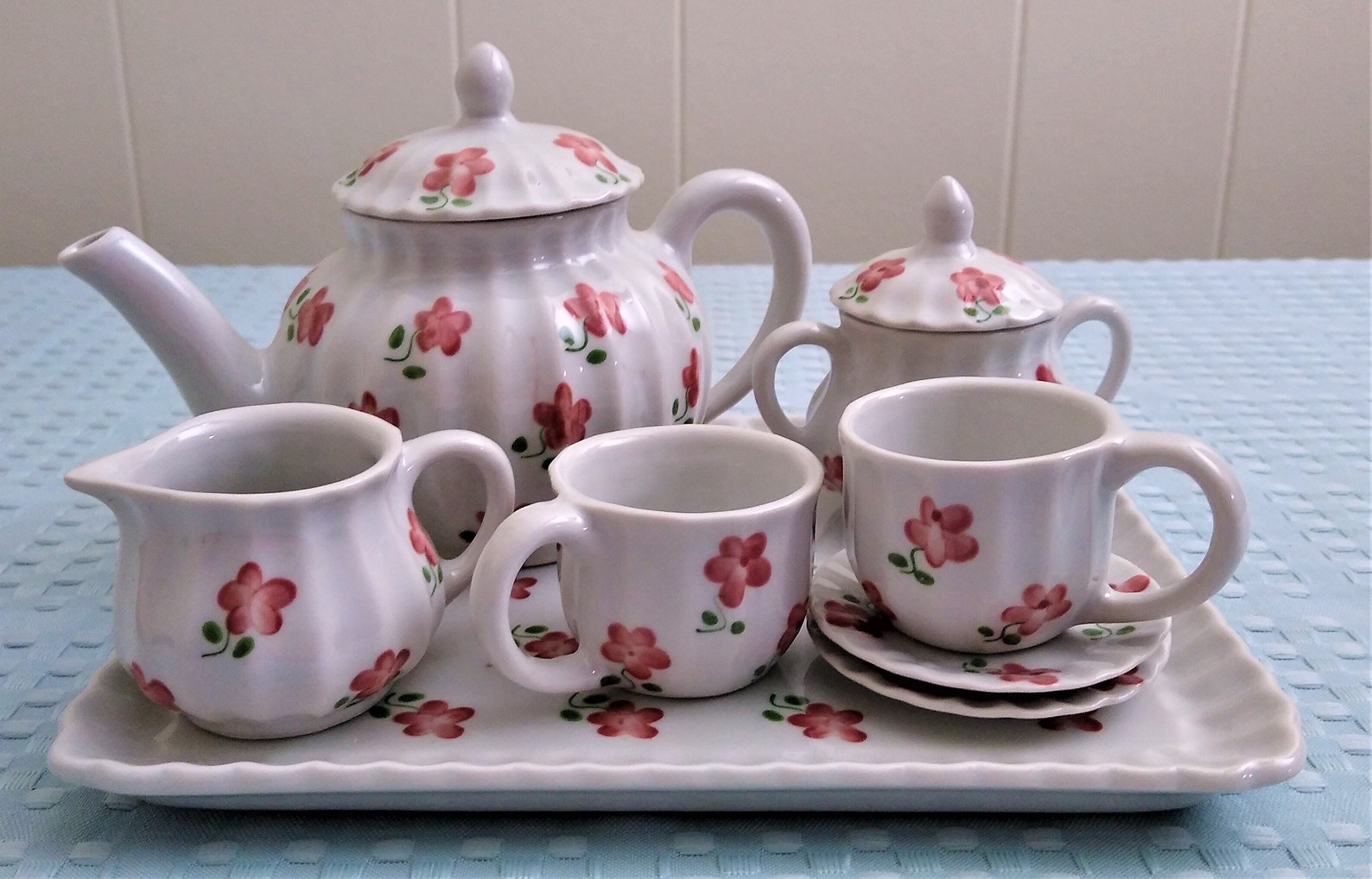Miniature China Tea Set Floral Pattern Service for 2 Etsy