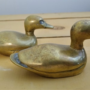 Vintage Decorative Brass Ducks - Set of 2 - Country Lakehouse Cabin Decor