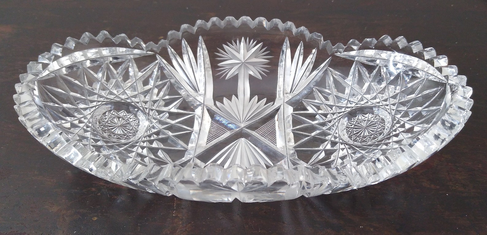 American Brilliant Cut Glass Oval Celery Dish Serving Dish Etsy
