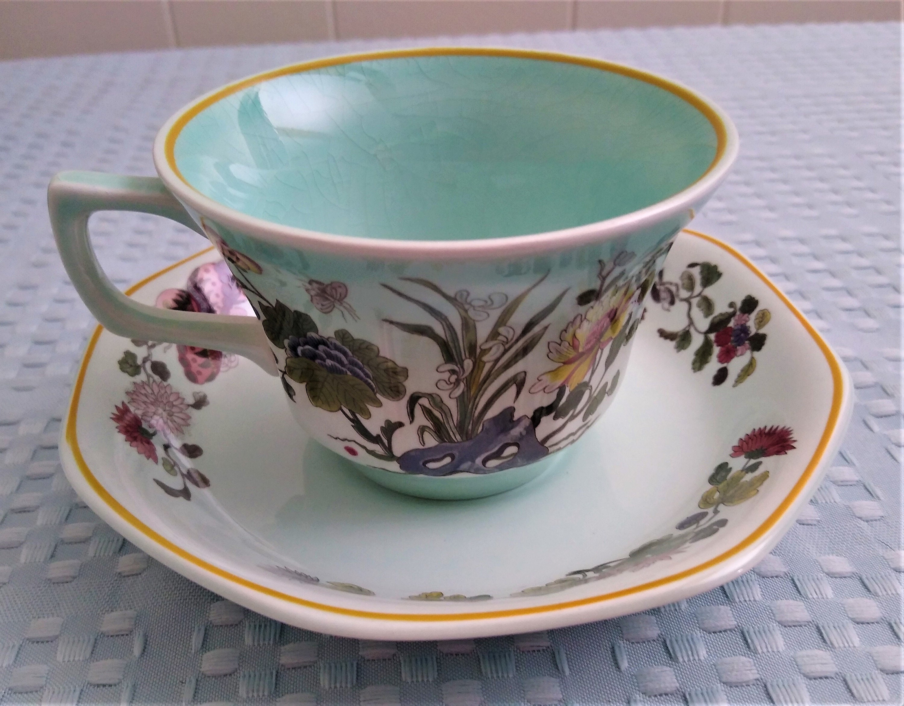 AS IS Adams Ironstone Ming Toi Calyx Ware Made in England Micratex 5 Tea Cups