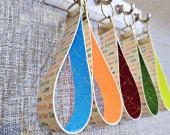 NKOTB inspired Faux Leather Key Wristlet with Glitter Backing / Blockhead Key Chains / NKOTB Names / Wristlet / Keychain / Key Fob
