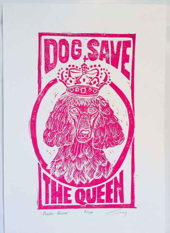 Queen Linocut print A5 size