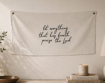 Lof de Heer canvas wandtapijt | Christelijke wanddecoratie (24 x 48) | Tekstdecor