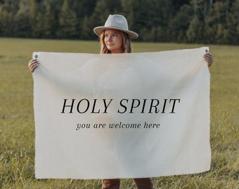 Wall Tapestry | Canvas wall art | Christian Sign | Wall Canvas Hanging | Holy Spirit welcome | modern boho