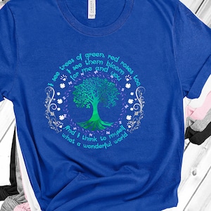 Wonderful World Shirt ~ Louie Armstrong Music Lyric T-Shirt, Song Lyric, Tree of Life, Hippie Shirt, Yoga Shirt, Hippie Soul