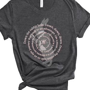 Alice in Wonderland TShirt ~ Down the Rabbit Hole. Vintage White Rabbit, Rabbit Lover Gift, Literary Shirt, Unique Literary Gift.