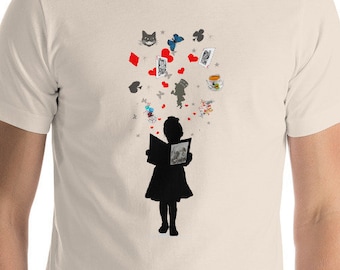 Alice au pays des merveilles ~ La magie des mots ~ Cadeau littéraire unique pour lui, cadeau pour elle, cadeau pour les gens aiment lire, chemise littéraire.