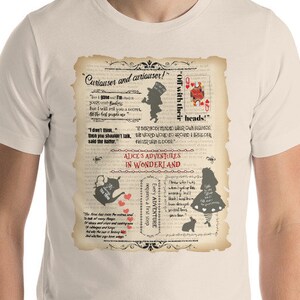 Alice in Wonderland TShirt ~ Wonderland Collage. White Rabbit, Queen of Hearts, Mad Hatter, Tea Party, Literary Gifts, Literary Shirt.