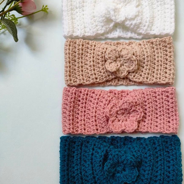 Bandeau en laine crocheté à la main pour bébé, fille ou femme