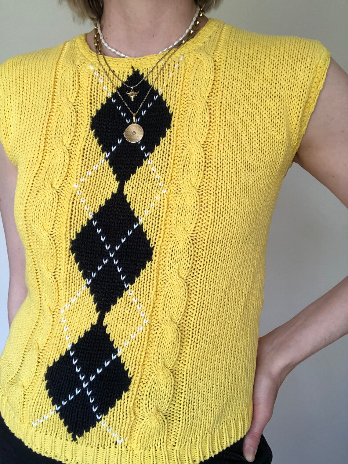 argyle knit sweater vest