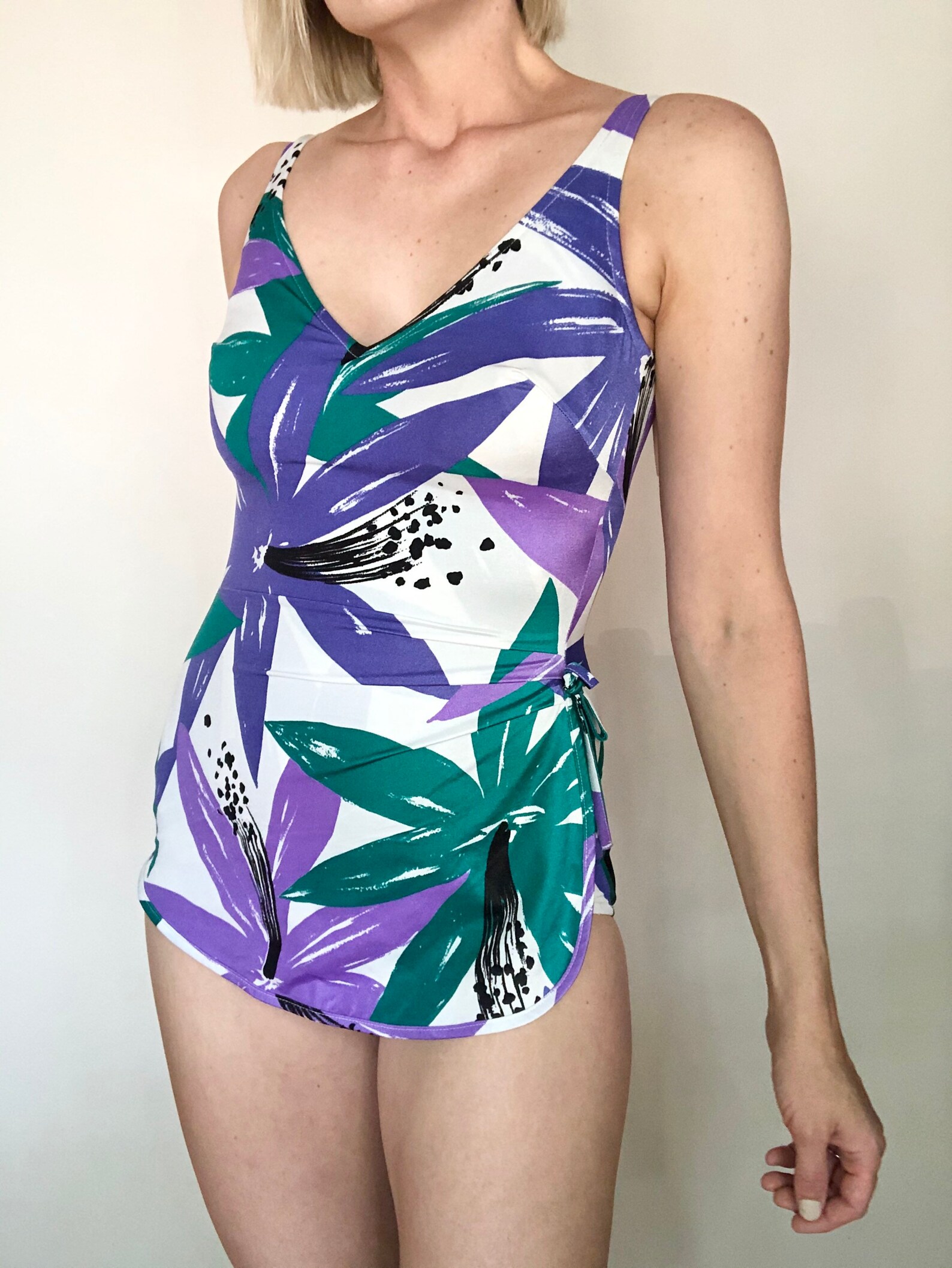 Vintage Deadstock Modest One Piece Swimsuit Size M L Etsy