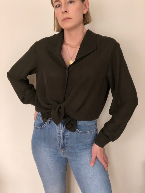 Vintage Sheer Forest Green Blouse, size M