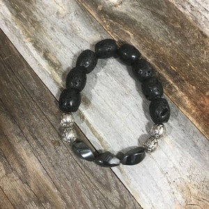 Hematite and Black Lava Bracelet