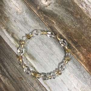 Clear and Gold Glass Beaded Bracelet