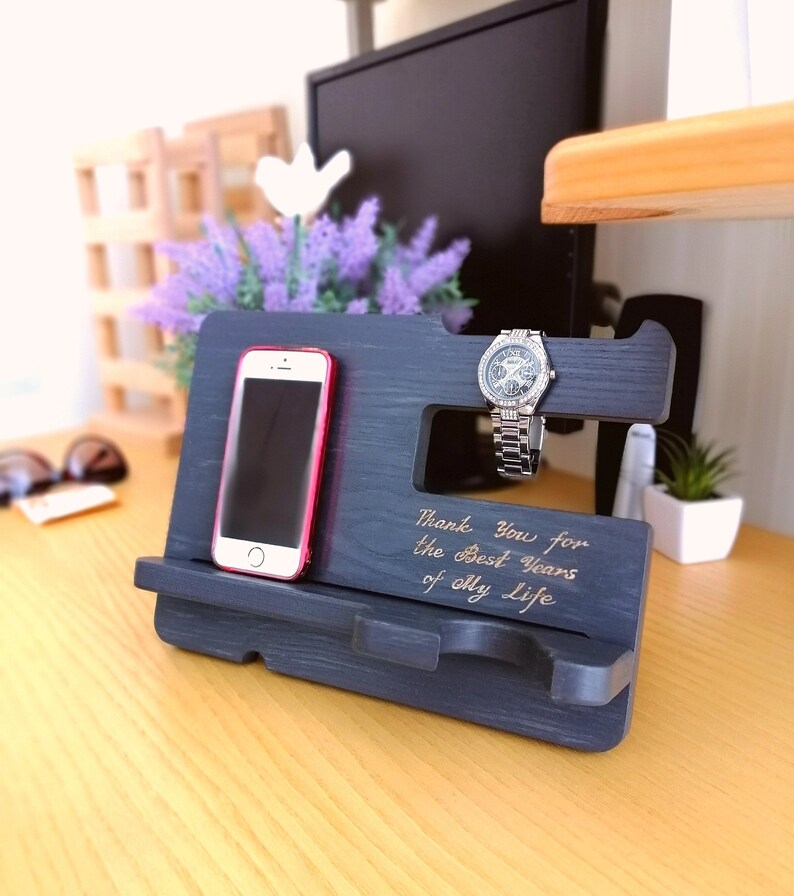 Unique OAK Dock station,Modern Phone Docking,Multi Charging Station,Charging Station Organizer,OAK Docking Station,Nightstand Organizer Mens