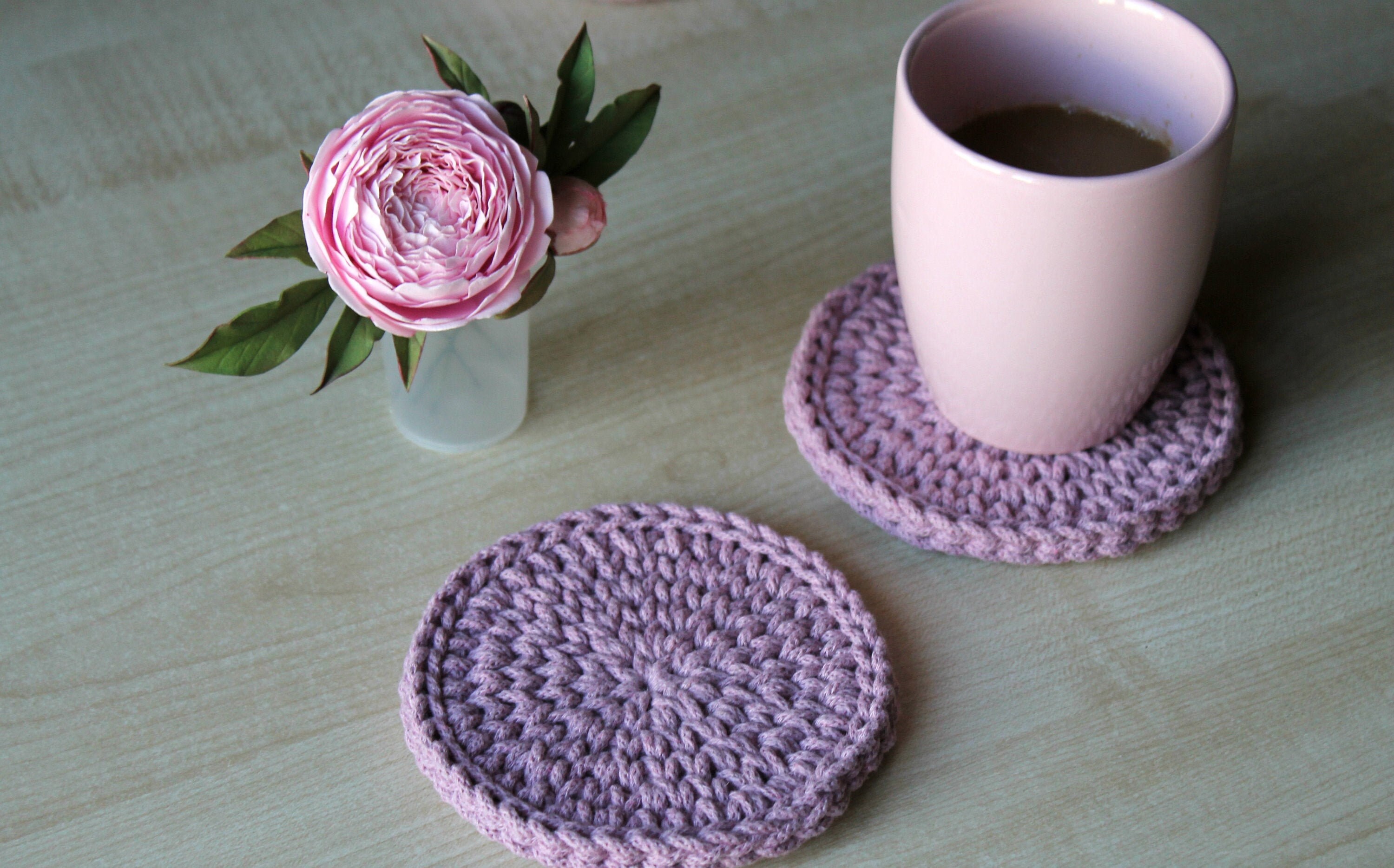 Set of 2 Cup coasters Crochet coasters Kitchen gift Mug Rugs Etsy