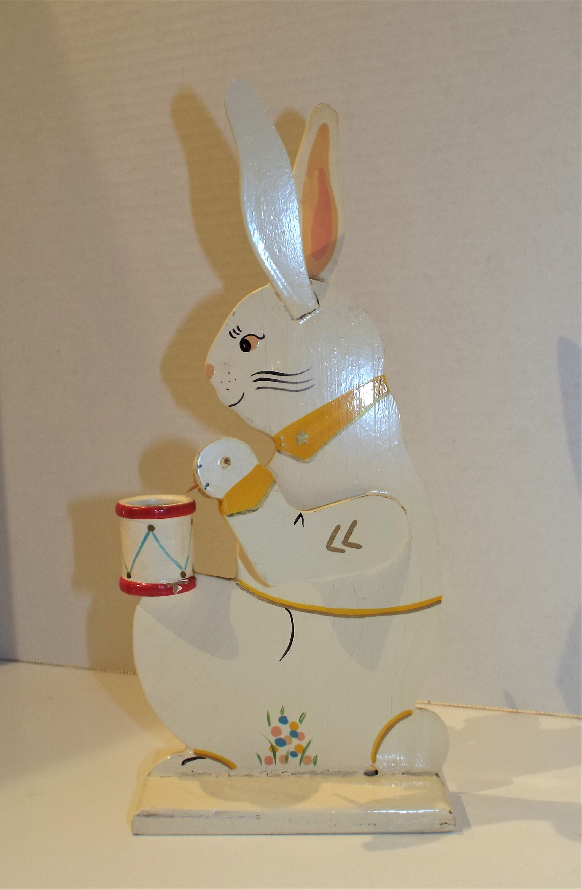 Vintage Bunny Candle Holders Set of 2 Painted Wooden Etsy