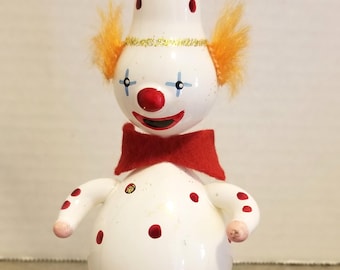 Vintage De Carlini Hand-Blown Italian Glass Clown Christmas Ornament