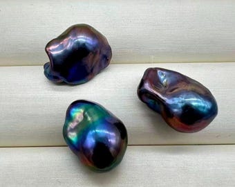 Private order--Three Baroque pearls with Bails,Natural Freshwater Baroque pealrs, Irragular Fire Flameball Baroque pearl